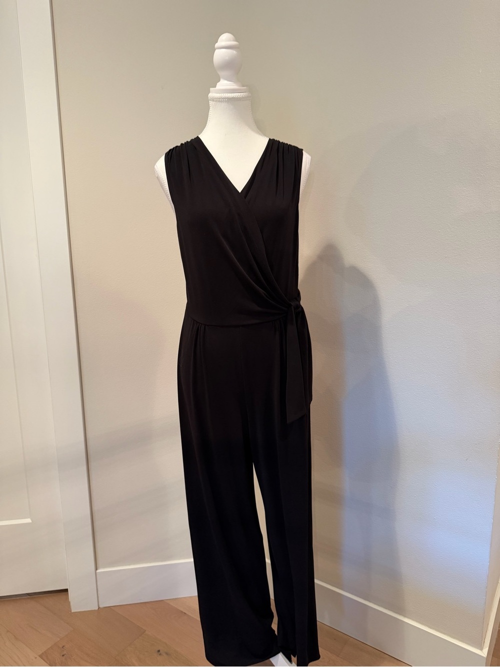 Tiana B. Black Sleeveless Wrap-Front Jumpsuit